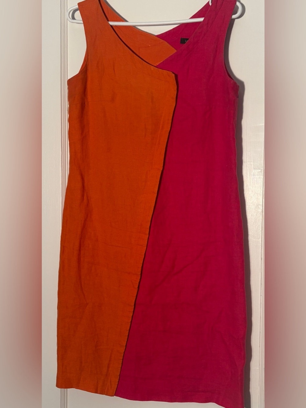 Linda Lundstrom pink and orange linen dress